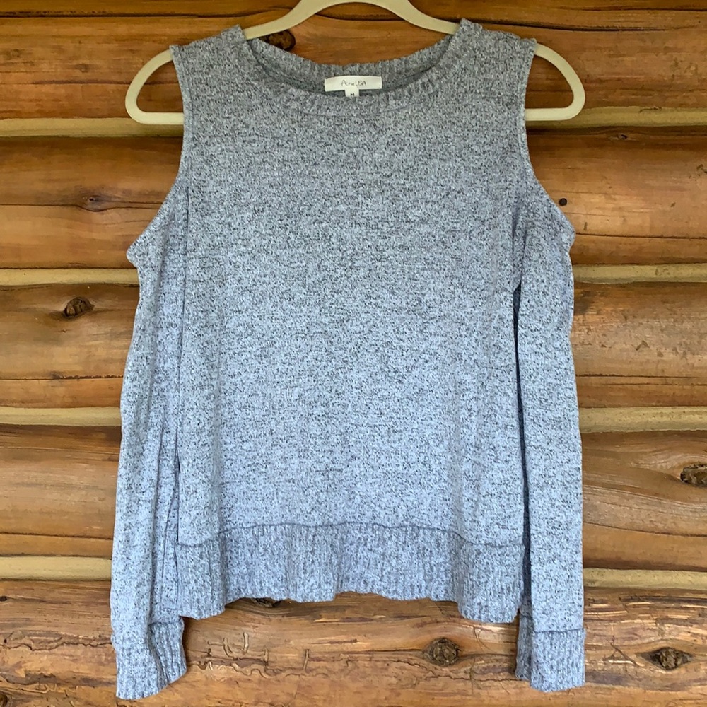 Heather Gray Cold Shoulder Sweater
